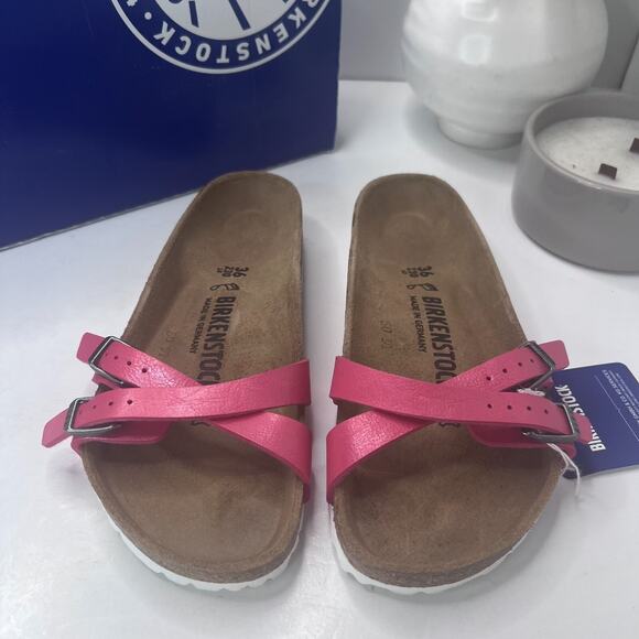 Birkenstock Almere II Burko Flor Sandals Graceful Raspberry Women's 5/EU 36 NWB - Picture 2 of 10